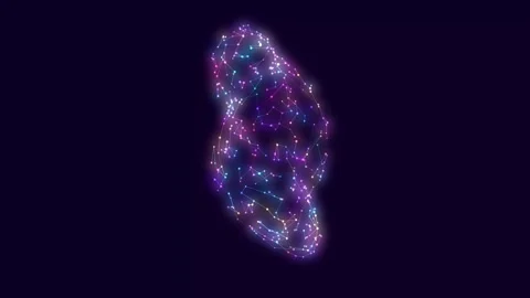 Rotating Neon Plexus Brain Artificial Intelligence Network Motion Loop Video stock 346935654
