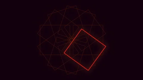 Rotating neon red square tunnel on dark background abstract motion footage Stock Footage 334140514