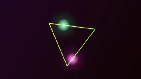Rotating neon triangle with vibrant glowing dots creates a mesmerizing abstract Stock Footage 325252283