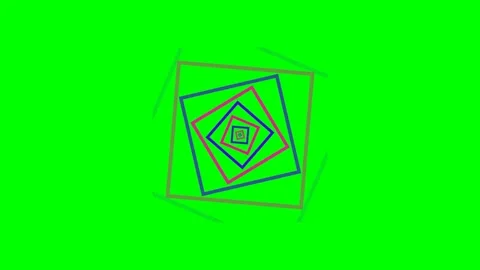 Rotating nested square geometric pattern against a vibrant green background Stock Footage 340267223