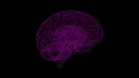 Rotating Neural Network 3D Animation Purple Light and Colors Stock Footage 280074243