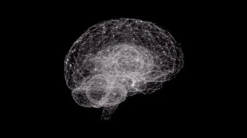 Rotating Neural Network 3D Animation White Light Stock Footage 280074262