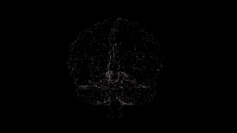 Rotating Neural Network Coming Together in 3D Animation White Light Stock Footage 280074440