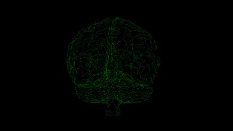 Rotating Neural Network Coming Together in 3D Animation Green and Colors Stock Footage 280074443
