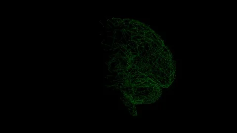 Rotating Neural Network Coming Together in 3D Animation Green and Colors Stock Footage 280074809