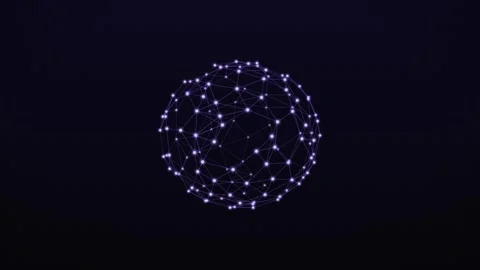 Rotating neural sphere animation, 3D ball of connected nodes on dark background Stock-Footage 346955794
