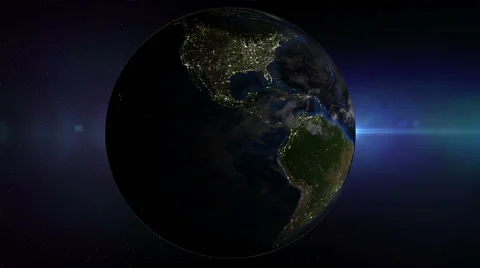 Rotating Night Earth Seamless Loop Stock Footage 45029928