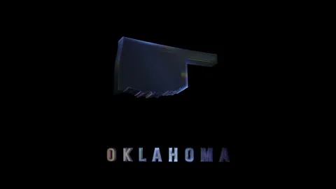 Rotating oklahoma state map on black background Stock Footage 313385001