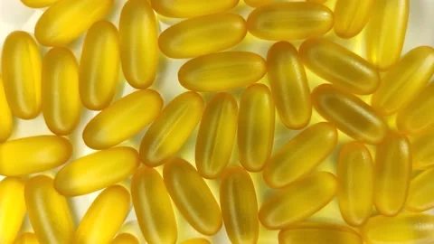 Rotating omega-3 capsules. Vitamins for health. Stock-Footage 150688809
