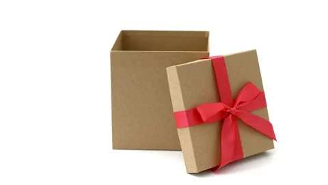 Rotating Open Gift Box on White Stock Footage 70173849