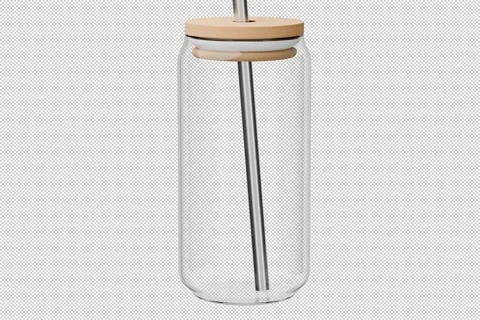 Rotating or spinning 16 oz can-shaped glass. 3d rendering Vídeo Stock 315742482