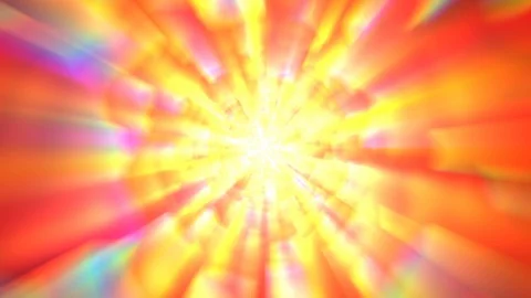 Rotating Orange Gold Multicolored Glow Burst Rays VJ Background Stock Footage 85833902