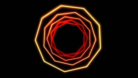 Rotating Orange Octagons with Neon Effect (loopable) Stock Footage 123349430