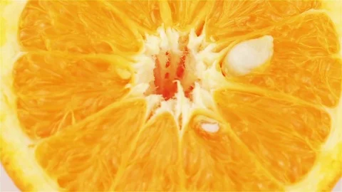 Rotating Orange slice, macro. Fresh and healthy organic food Stock Footage 74480628