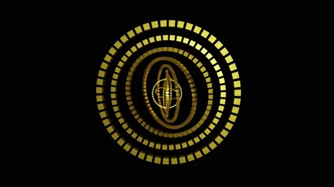 Rotating orbits made of cubes around the moveless core. 4k seamless looping Stock Footage 154713054