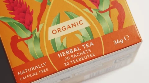 Rotating Organic Herbal Tea Box Close Up 動画素材 332911167