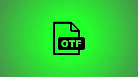 Rotating OTF file icon animation with a clean green screen background, show.. Vidéo 346491349