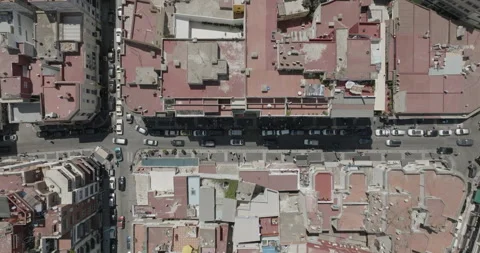 Rotating overhead view of a Tangier intersection and traffic Video stock 347840794