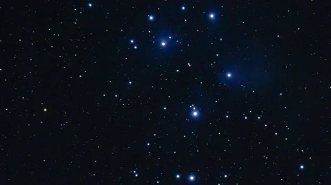 A Rotating Pan of the Pleiades Star Cluster Stock Footage
