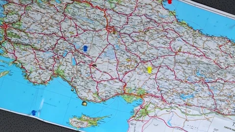 Rotating paper map of Turkey. Turkey physical map. Video stock 311478862
