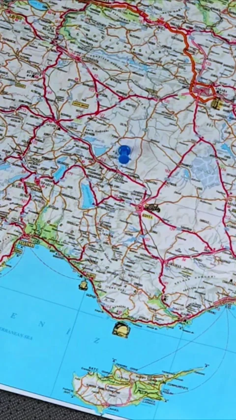 Rotating paper map of Turkey. Turkey physical map. Stock Footage 311691034