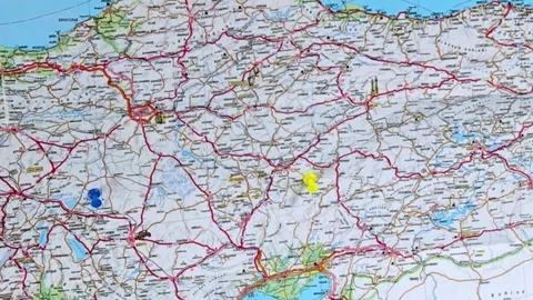 Rotating paper map of Turkey. Turkey physical map. Stock Footage 311868368