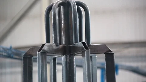 The rotating part of the machine. rotating part of steel tubes and profiles of Video stock 95093073