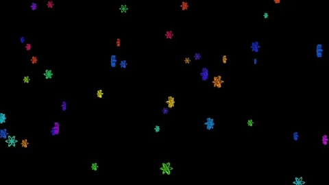 Rotating particles changing color. Colorful space background. Cinematic Stock Footage 85326402