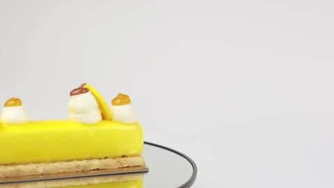 Rotating Passionfruit Cheesecake CopySpace Stock Footage 341452712