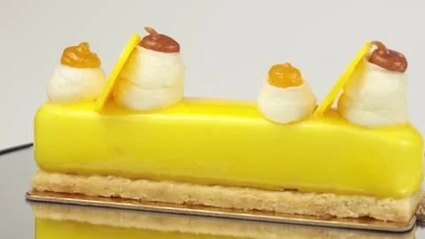 Rotating Passionfruit Cheesecake Stock Footage 341452734