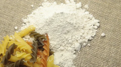 Rotating pasta and flour Stock Footage 58063235