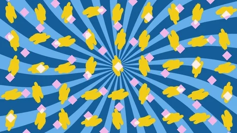 Rotating pattern elements over turning striped background Stock Footage 112902338