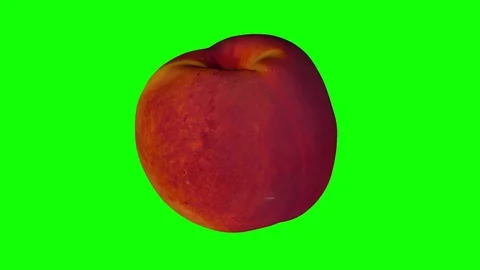 Rotating Peach (Nectarine) on Green Background Stock Footage 80592519