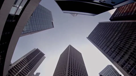 Rotating perspective of highrise buildings reaching skyward, in Hong Kong Stock-Footage 63474737