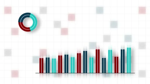 A rotating pie graph and a fluctuating bar graph. Stock Footage 232642021