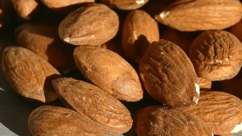 Rotating pile of almonds, closeup Stock Footage 72842159