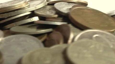 Rotating a pile of coins Stock Footage 1000269
