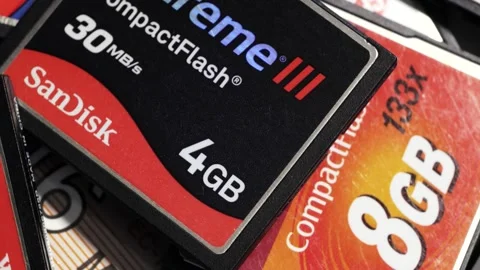 Rotating Pile Of CompactFlash Cards Stock Footage 332516141