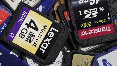 Rotating Pile Of SD Memory Cards Stock Footage 332515590