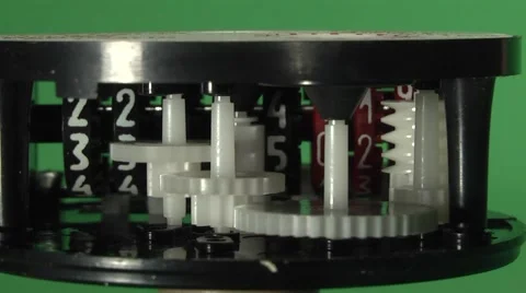 Rotating the pinions are reading digits Stock Footage 1240132