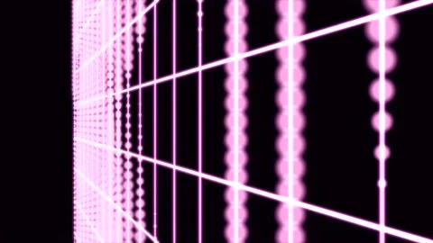 Rotating pink grid producing neon light. Video stock 131175213