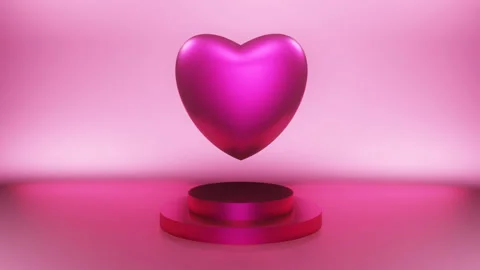 Rotating Pink Heart on Light Background in a Seamless Loop. Valentine's Day Stock Footage 228767541