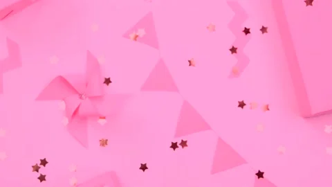Rotating with pink ornaments and gift boxes, decorative, delicate, background Stock Footage 218301022