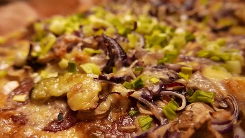 Rotating Pizza closeup. 4K UHD Vídeo Stock 72829711