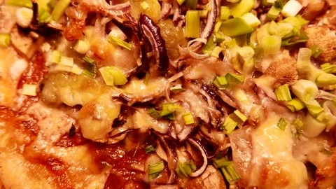 Rotating Pizza closeup. 4K UHD 動画素材 72829730