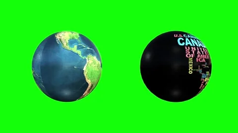 Rotating Planet Earth and Typography Text Map Globe Green Screen Stock Footage 340635985