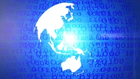 Rotating planet earth and world map global business background, .blue digital Stock Footage 81969446