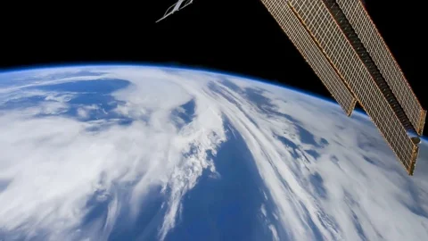 Rotating planet earth with dark spot solar eclipse Stock Footage 80827008