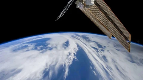 Rotating planet earth with dark spot solar eclipse Stock Footage 80827158