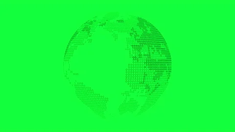 Rotating Planet Earth Digital Circles Globe. Chroma Green Screen 4K OOP Stock Footage 135548690